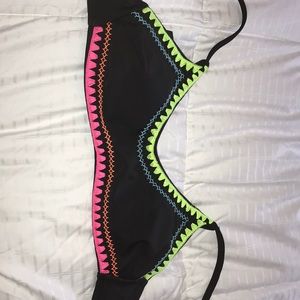 xhilaration black and neon bandeau swim top